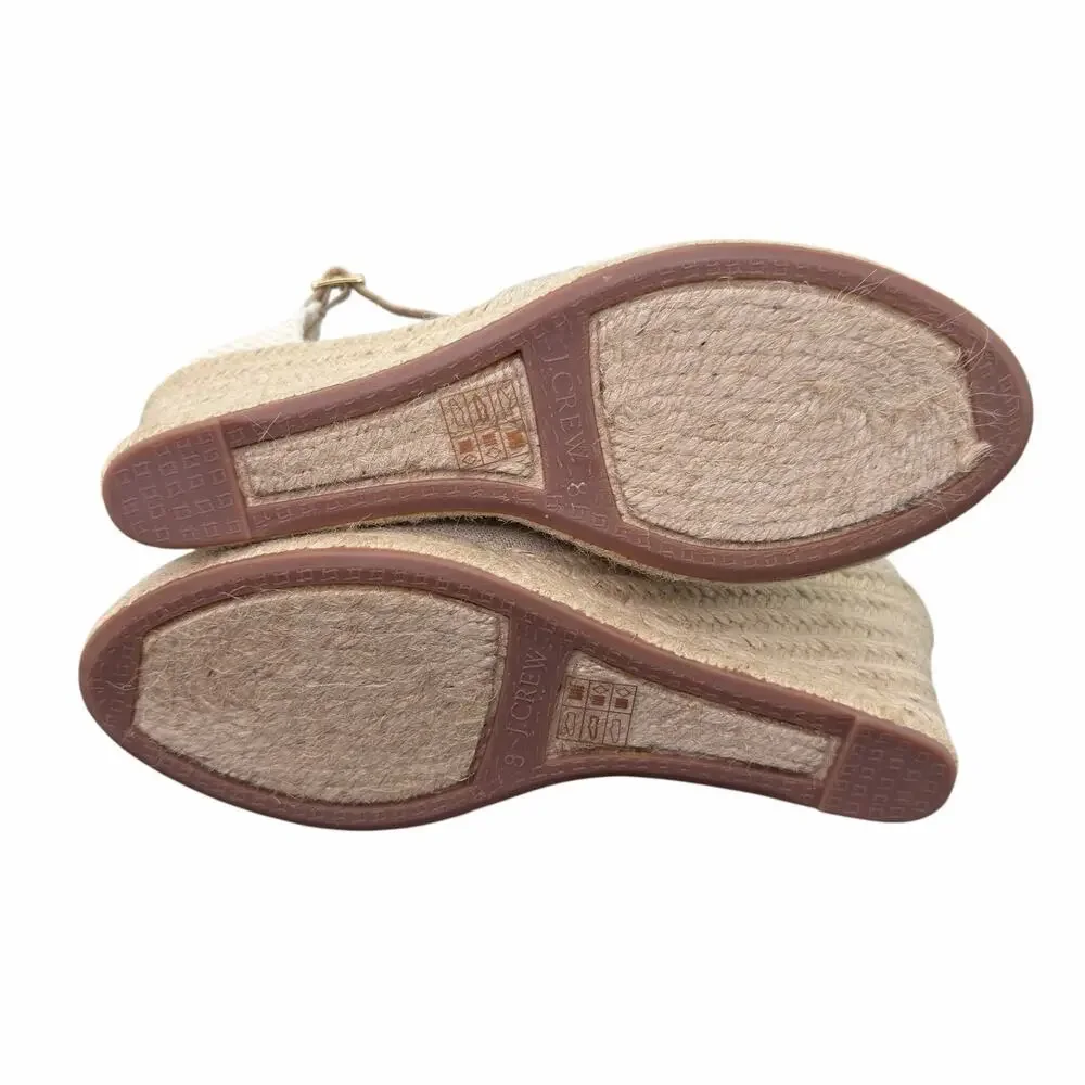 J. Crew NEW Ankle-Strap Espadrille Wedges Heels Shoes Ivory Cream Size 8 $128